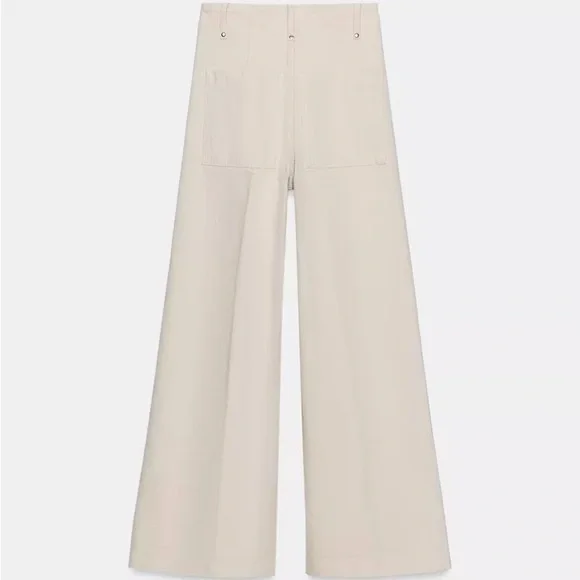 Zara High Waisted Wide-Leg Cream Women's Trousers (NWOT) - Picture 4 of 6